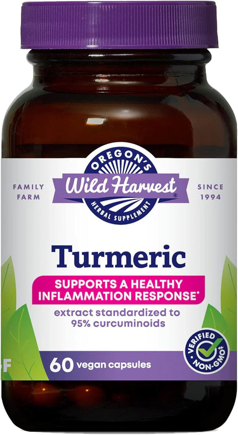 Oregon's Wild Harvest Turmeric Curcumin Vegan Capsules with BioPerine, 1350 mg, 60 Count