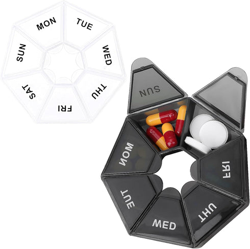 Sibba 7 2 Day Pill Organizer, Pcs Medicine Pill Box, Daily Pill Holder, Portable Travel Pill Container Holder