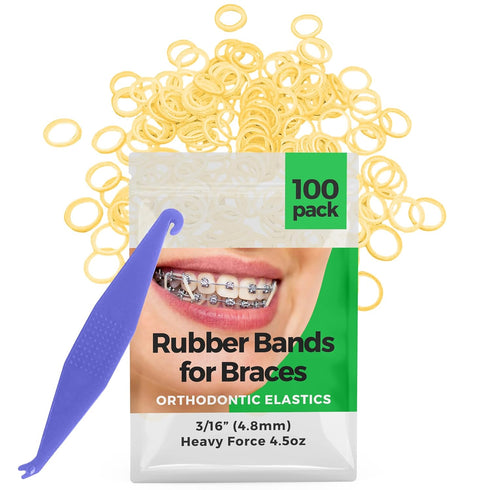 Premium Quality Orthodontic Rubber Bands for Braces, 100 Pack, Natural, Heavy Force