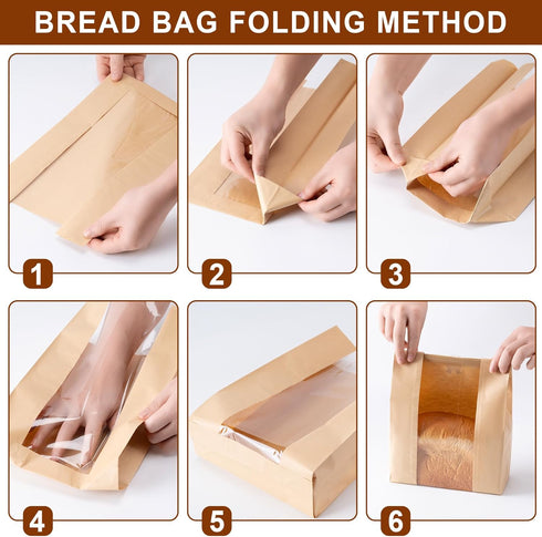 Hoewina 50Pcs 50PCS Storage(50% 13.7x8.3x3.5 Sourdough Paper Bread Bags for Homemade Bread with Window, Includes Label