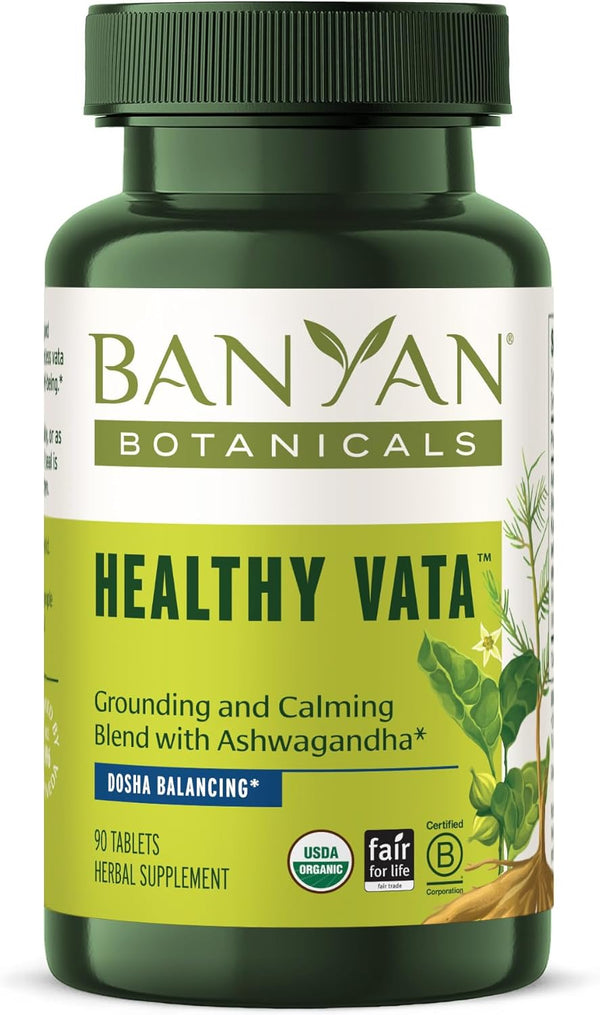 Banyan Botanicals Organic Healthy Vata Grounding & Stability Supplementwith Ashwagandha, Shatavari &