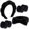 VELSCRUN 6 Pack Spa Headband, Makeup Headband, Black Sponge Hair Band Bow Tie for Washing Face