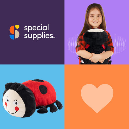 Special Supplies Ladybug Sensory Vibrating Pillow, Pressure Activated for Kids and Adults, Plush Minky Soft