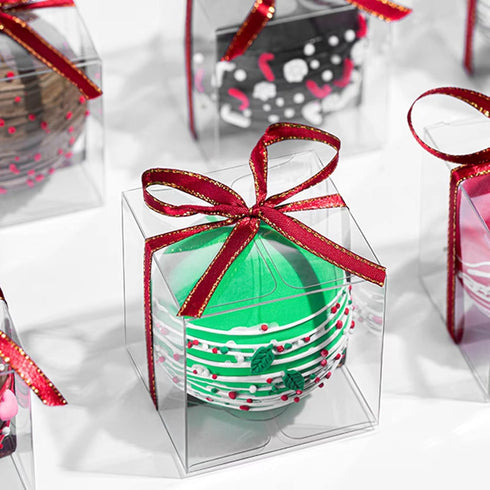 JCXGRVC 100Pack 3" x3x3 Clear Hot Chocolate Bomb Boxes Small Gift Boxes Cupcake Boxes Candies Box Birthday Wedding