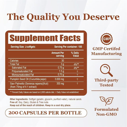 savari Palmetto,200 (1pc) Nutra essence Pumpkin Seed Oil with Saw Softgels | Cold Pressed, Pure Virgin Oil, Essential