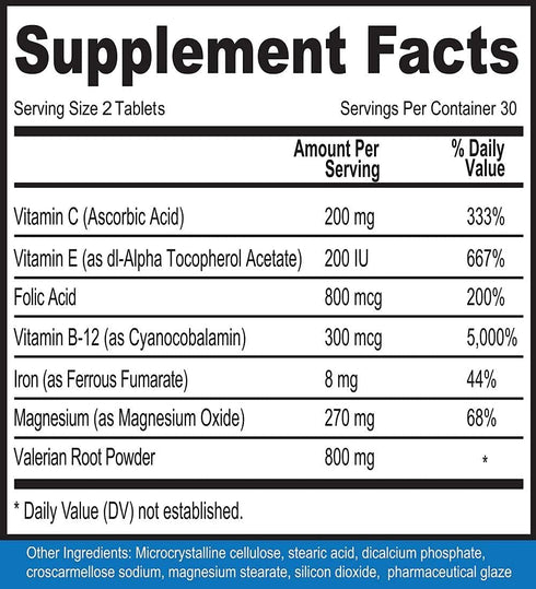 Natural Itching Relief - Natural Supplement for Crawling, Tingling, Agitated Legs with Iron, Magnesium, Valerian Root