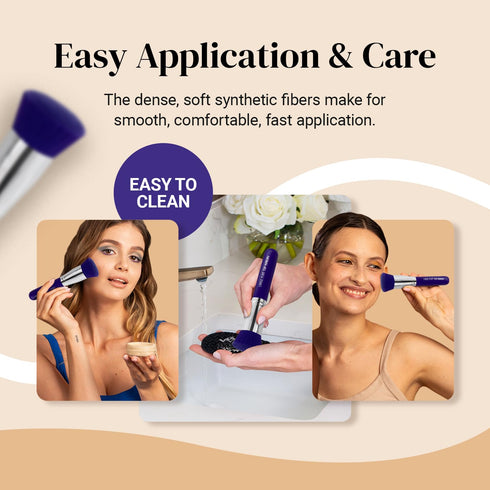 Keshima Neon Purple Large Flat Top Kabuki Foundation Brush - Premium Makeup Brush for Liquid, Cream, Powder, 1.6" Top