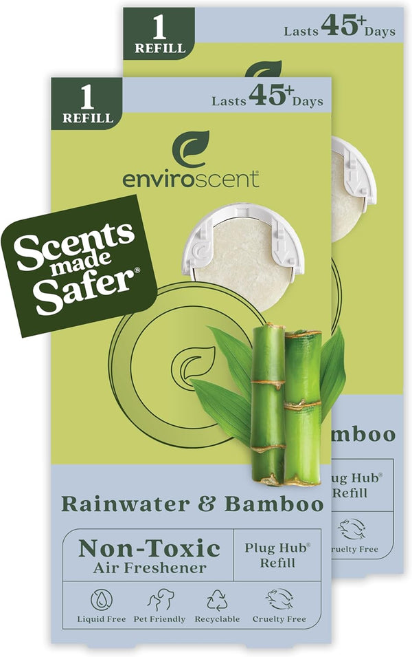Enviroscent Non-Toxic Air Freshener Refills, Rainwater & Bamboo, Essential Oil Plug-In for Home Fragrance