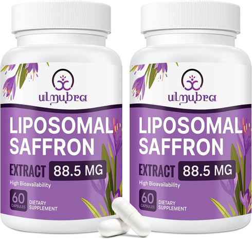 Liposomal Saffron Supplements 88.5 mg - Maximum Absorption Pure Saffron Extract Capsules for Mood, Energy, and Focus