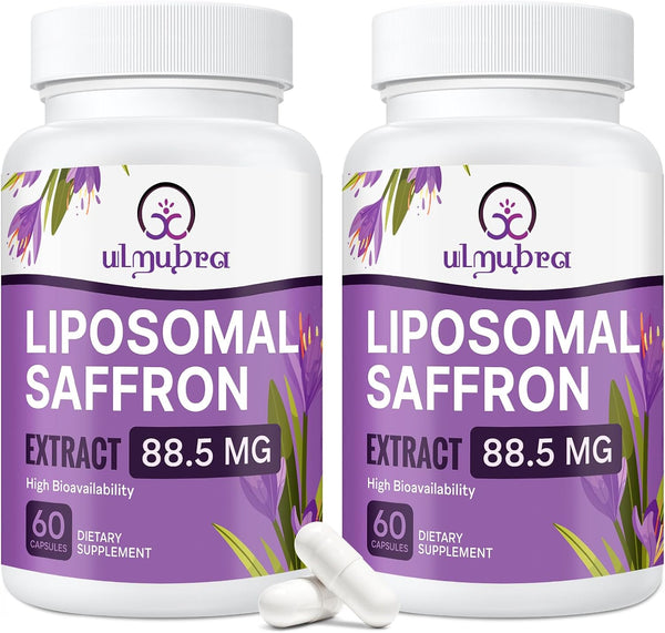 Liposomal Saffron Supplements 88.5 mg - Maximum Absorption Pure Saffron Extract Capsules for Mood, Energy, and Focus