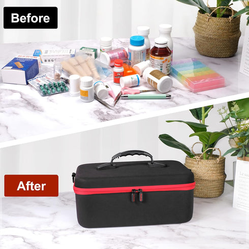 Yewltvep Pill Bottle Organizer, Medicine Organizer Box, Travel Medicine Bottle Organizer Storage, Hard Shell First Aid