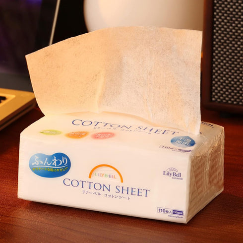 Lily Bell 100% Cotton Soft Dry Wipes, Disposable Face Towel (110 Count), Lint-Free for Sensitive Skin