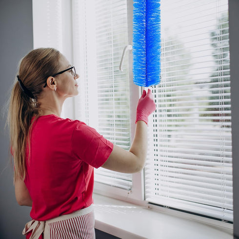 2 Pcs Bendable Cobweb Duster with Microfiber Head, Washable Ceiling Brush for Home, Car Vents & Curtain Cleaning