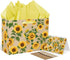 SolarGlory Large Sunflower Gift Bag with Yellow Tissue Paper and Greeting Card Sunflower