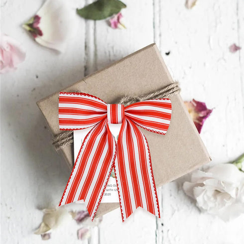 TONIFUL 2 Rolls-2 Inch Red Striped Wired Ribbon, Red and White for Gift Wrapping, Bows Making, Wedding Birthday Decor