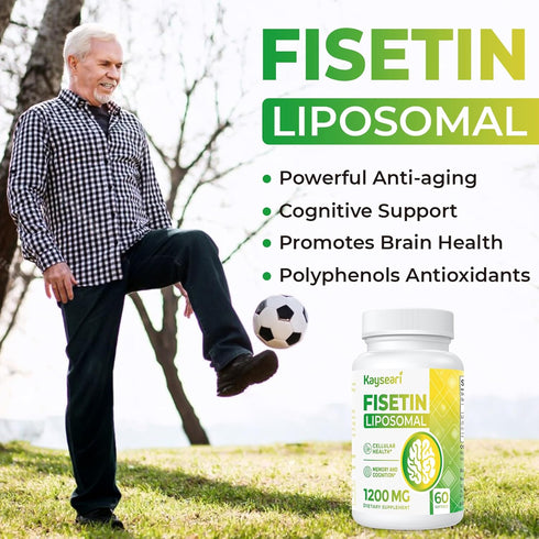Fisetin 1200mg Liposomal Fisetin Supplements, 98% Pure Fisetin Polyphenols for Immunity & Cognitive Support, 120