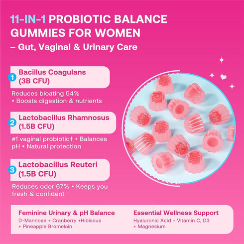 Gummies Gummies Immune 60 Count Feminine Balance for Women, Premium Ph Balance with Probiotic for Vaginal Flora