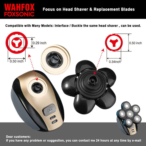 Universal 6 Blades Replacement Heads - 5 Blades Head Shaver Replacement Blades for Mainstream Shaver Brands