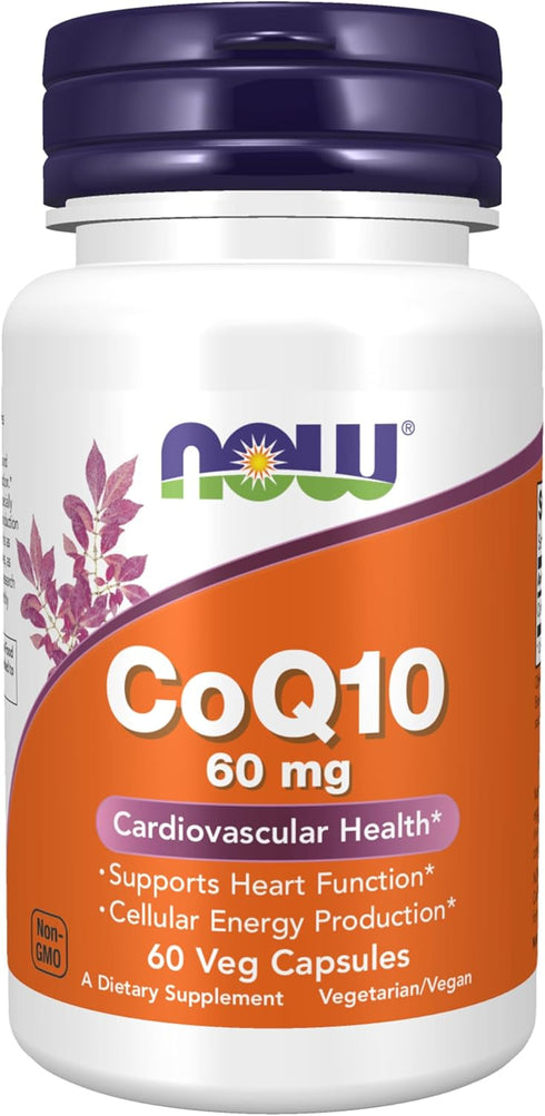 NOW Supplements CoQ10 60 mg, 60 Veg Capsules, Pharmaceutical Grade, All-Trans Form Produced by Fermentation
