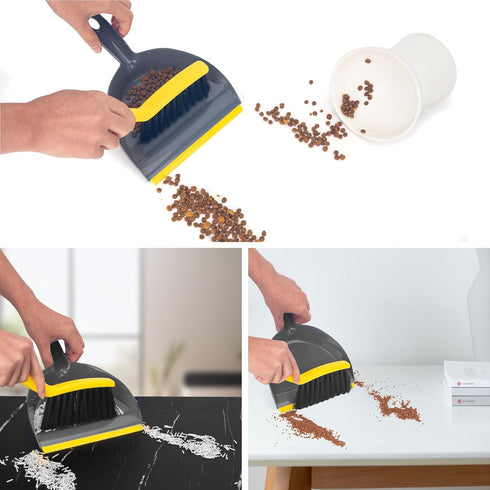 Small Dustpan and Broom Set, Mini Handheld Dust Pan with Cleaning Brush Combo for Home, Desktop, Pet Care