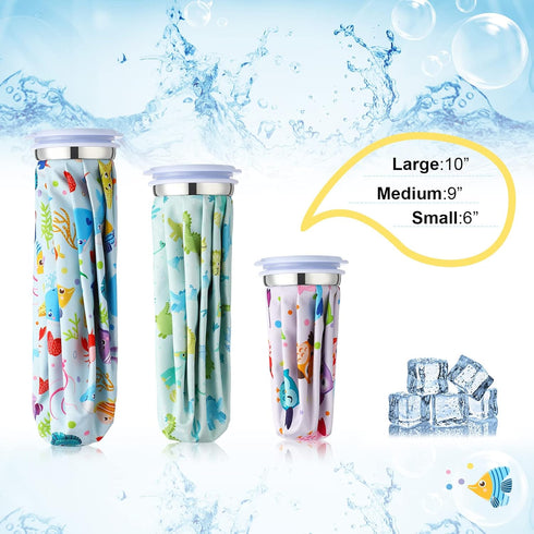 Nuanchu 3 Pieces Ice Bags for Injuries - Reusable Hot Cold Water Bag, 6, 9, 10 Inches for Pain Relief