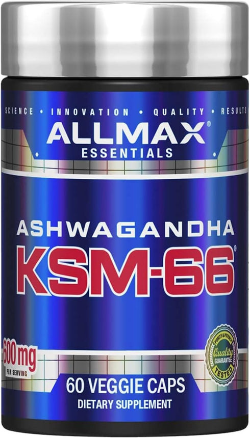 ALLMAX Essentials Ashwagandha KSM-66 (60 Veggie Caps) - Increase Muscle Strength &