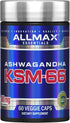 ALLMAX Essentials Ashwagandha KSM-66 (60 Veggie Caps) - Increase Muscle Strength &