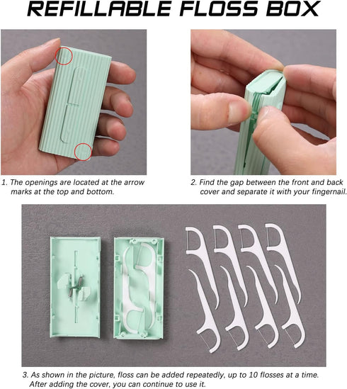 Portable Dental Floss Case, Storage for 10 Picks Adult Floss in Box, Best Tool for Teeth Cleaning and Oral Care (Blue)