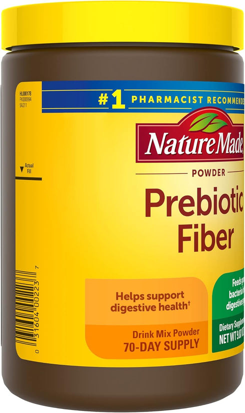 Nature Made Prebiotic Fiber Powder - 9.87 oz, Sugar Free Plant Based Drink Mix for Digestive System Support, 70 Day