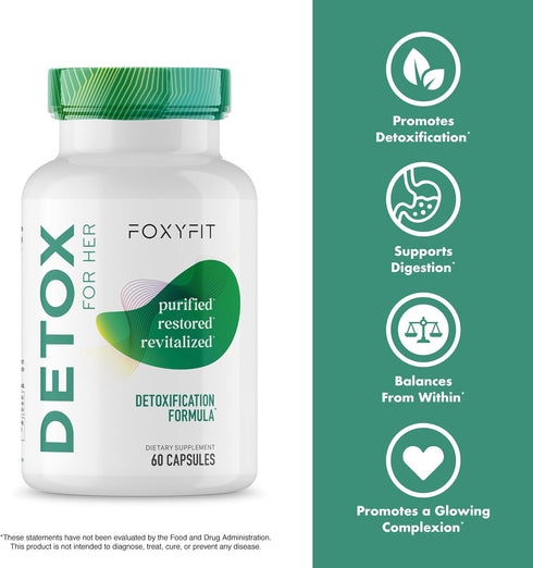 Detox for Her 30 Day Detox Cleanse Formula for Healthy Digestion, Promotes Detoxification & Balances