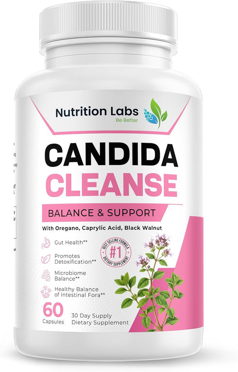 NUTRITION LABS BE BETTER Candida Cleanse Supplement for Balance & Support, Candidase Detox, Women & Men.