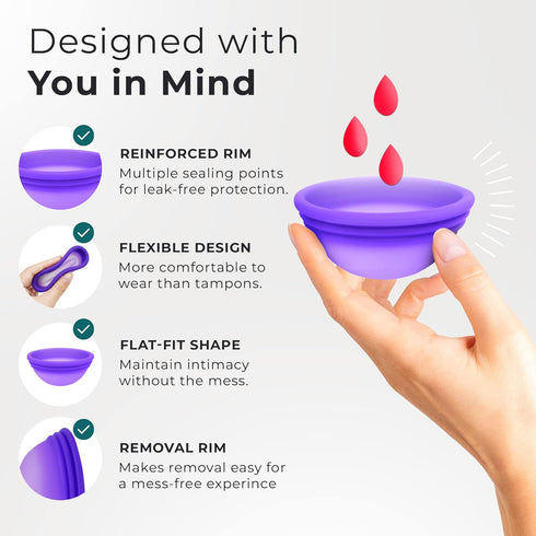 Set 2 (2 Reusable Menstrual Disc - of Soft Period Discs for Women - Flexible, Leak-Proof, Medical-Grade Silicone