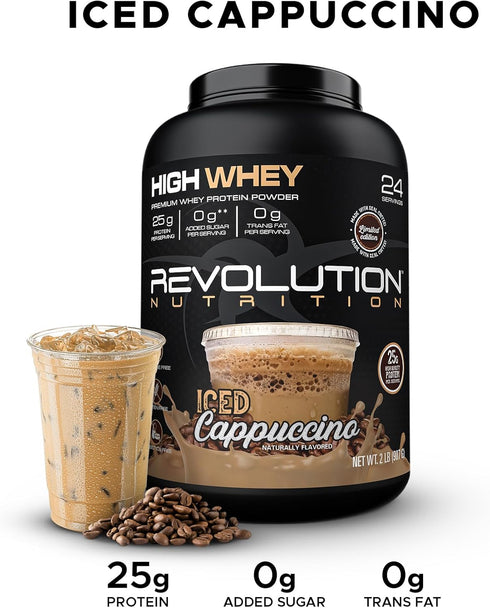 High Whey Protein Powder, Whey Isolate, Gluten Free, 25g Protein Per Scoop, 908 g, 24 Servings (Iced Cappuccino, 2
