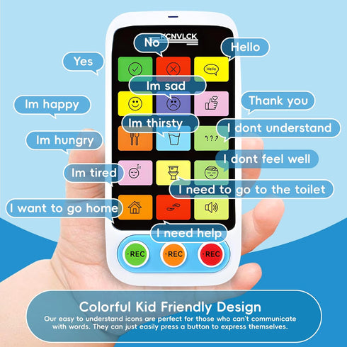 KCNVLCK Communication 5-Level Programmable AAC Device for Autism - Non Verbal Tools with Touch-Sensitive Buttons
