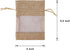 WRAPAHOLIC 20 pcs Burlap Drawstring Gift Bag - 4x5.5 inch Tan with One Side Organza Wedding Party Favor Bags