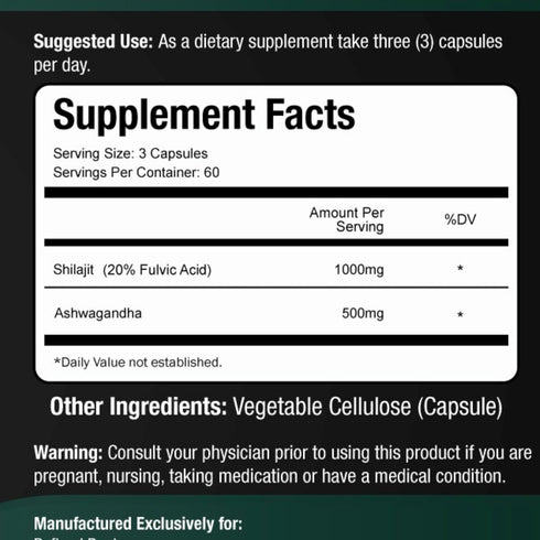 Shilajit Supplement 1000mg & Ashwagandha Supplements 500mg (180 Capsules) Shilajit Pure Himalayan Organic - Stronger Than Authentic Shilajit Resin (20% Fulvic Acid Supplement) - Ashwagandha Capsules
