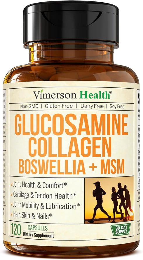 Glucosamine Chondroitin MSM with Collagen Powder - Joint Support Supplement - 120 Capsules