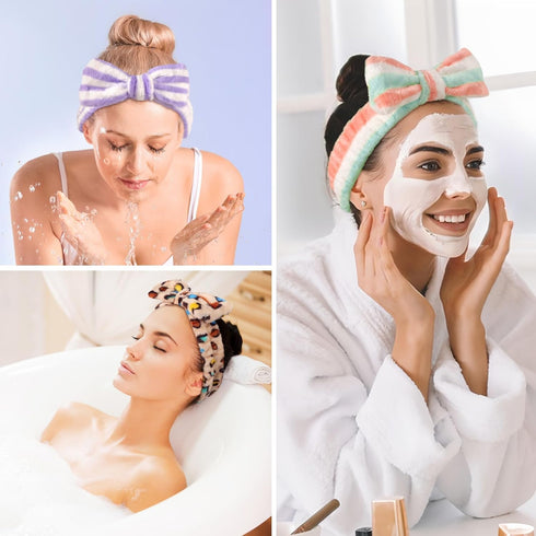 LADES Soft Skincare Headband, Adjustable & Comfortable, Cute Patterns for Makeup, Facial, Non-Slip Hair Control