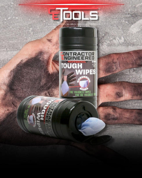 CE Tools Pro Tough Wipes, 50 Count with Scrubbing Beads
