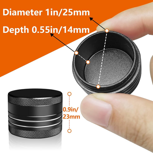 minlen Small Pill Box, Portable Daily Box, Aluminium Alloy Round Container for Pills, Pocket Case (Black)