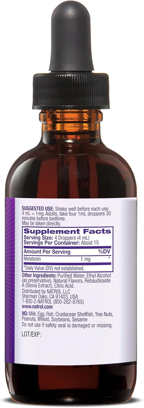Natrol Sleep Liquid Melatonin 1mg, Berry-Flavored Liquid Sleep Aid for Adults, 2 Fl Oz, 15 Servings