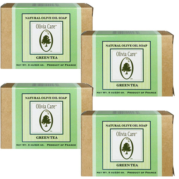 Olivia Care Premium Green Tea Bath & Body Bar Soap | Organic, Vegan & Natural | 8 OZ – (4 PACK)