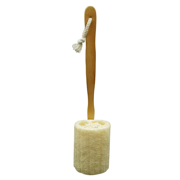 Natural Exfoliating Loofah Luffa Back Sponge Scrubber Brush with Long Wooden Handle, Body Shower Bath Spa, Pack of 1