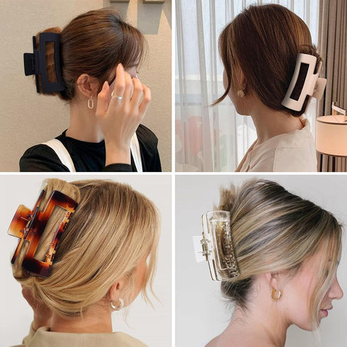 Sisiaipu 12 Pcs Large Hair Accessories, Jumbo Square Jaw Clips for Thick Hair, Bulk Clips for Women