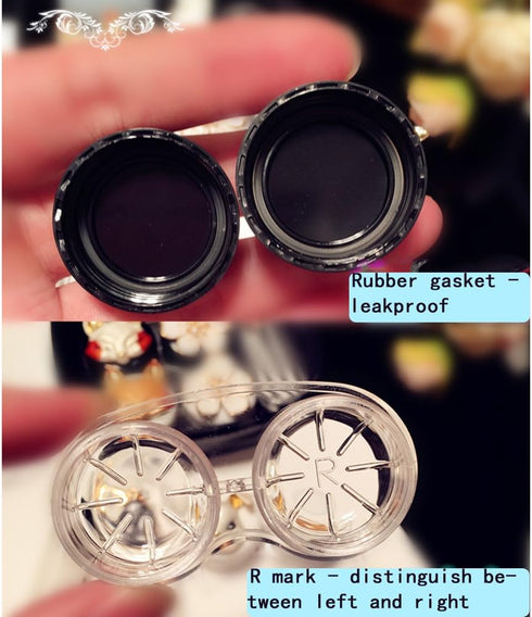 2 Pack Fashion Contact Lens Case, Cute Crown Black White Leak Proof Portable Box Kit with Mirror