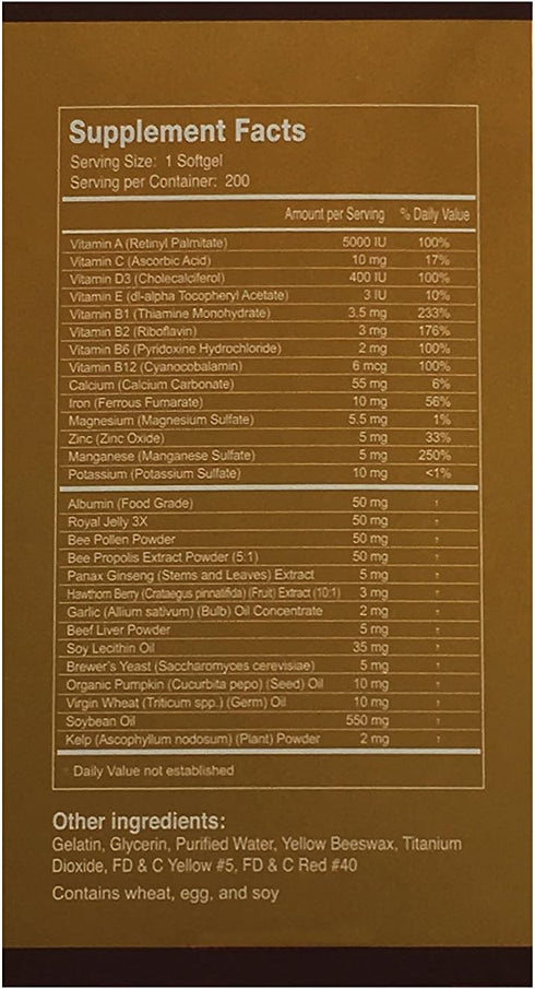 New & Improved Mega Albumin Gold - 200 Softgels for Energy Enhancement and Immune Support