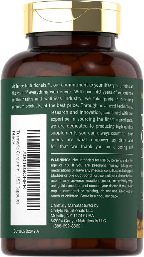Turmeric Supplement 1500 mg | 150 Capsules with Curcumin Complex and Black Pepper, Non-GMO, Gluten Free