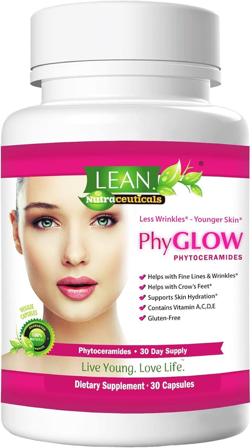 PhyGLOW Phytoceramides Ceramide Supplement, 30 Capsules - Skin Care Hydration, Vegan Anti-Aging Support