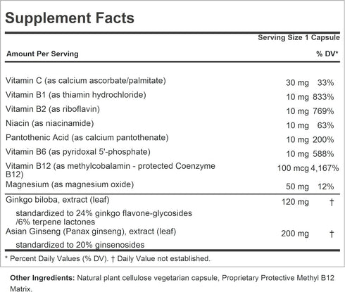 ANDREW LESSMAN Ginkgo 120 Plus Ginseng, 200mg Standardized Extract Blend, 60 Capsules for Brain and Cognitive Function