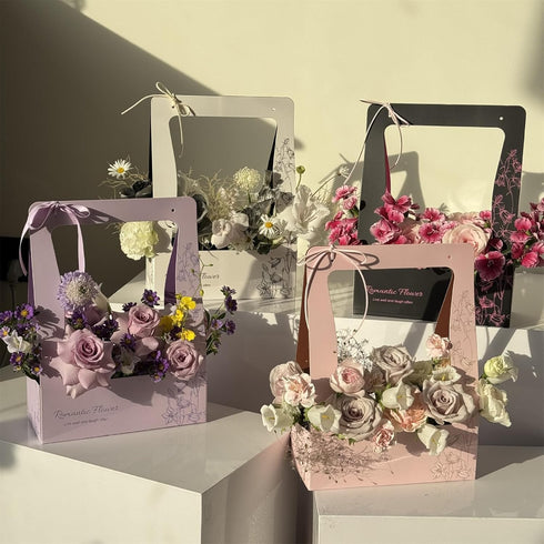 YKYOBFA 12pcs Packaging Floral Bouquet Paper Bags Waterproof for Bouquets Portable Craft Flower Arrangement Boxes